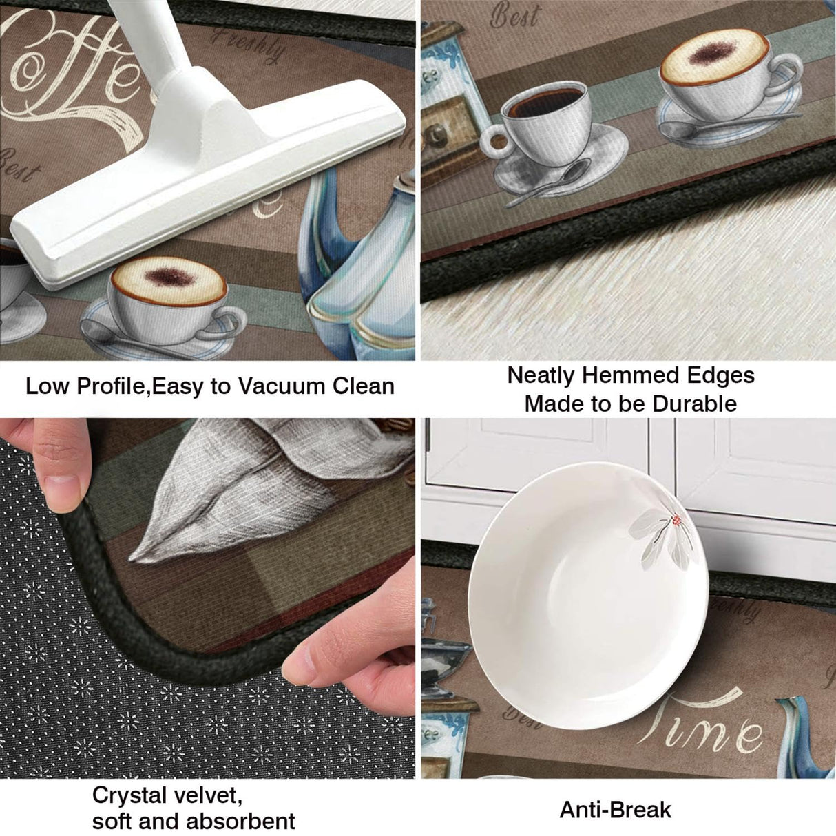 Ghroiep 2 Piece Coffee Kitchen Decor Rugs Set, Farmhouse Country Kitchen Rugs and Mats Non Skid Washable Absorbent Microfiber Kitchen Accessories Decoration Floor Mats 17"x47"+17"x30" Ghroiep