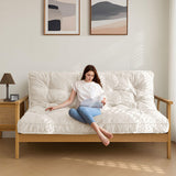 MAXYOYO 6" Futon Mattress Queen Size, Velvet Thick Futons Sofa Couch Bed, Versatile Floor Mattress for Adults, Shredded Foam Filling (Frame Not Included), Beige MAXYOYO