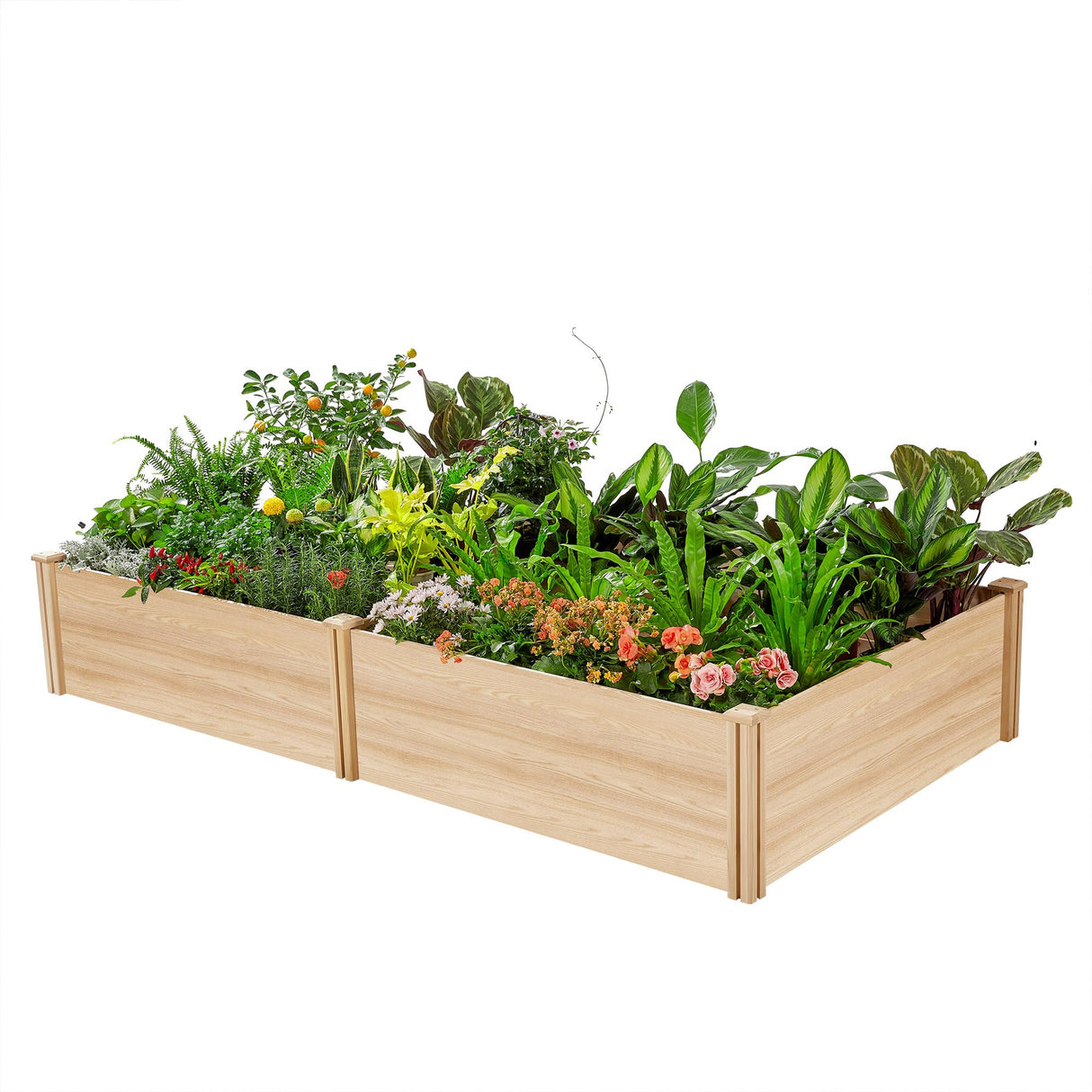 SPECRAFT 15 Inch Depth 8x4 FT Deep Wooden Raised Garden with Open Base, Extra Large Planter Box for Deep-Rooted Plants, Ideal for Outdoors, Patio, Backyard SPECRAFT