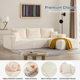 Sectional Cloud Boneless Sofa Couches for Living Room-113'' Beige 3 Seater U-Shaped Modern Lounge Couch-No Assembly Modular Corduroy Convertible Sponge Sleeper Sofas with Chaise for Home House Living&Giving
