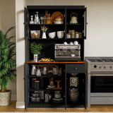 Cozy Castle Tall Kitchen Pantry Cabinet with Microwave Shelf, Modern Large Freestanding Sideboard Cupboard Kitchen Hutch Cabinet with Storage Countertop and Drawer for Dining Room, Living Room, Black Cozy Castle