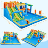 Yaheetech Inflatable Water Slide with Market Stand, Bounce House for Kids Aged 3-8 with 2 Slides for Outdoor Backyard, Splash Pool, Climbing Wall, 750W Air Blower, Ring and Ball Toss Games Yaheetech