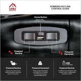 ANJ Power Recliner Chair with Adjustable Powered Headrest Set of 3,Electric Faux Leather Home Theater Seating Overstuffed Reclining Furniture & USB Ports, Cup Holders, Hidden Arm Storage (Black/Red) ANJ