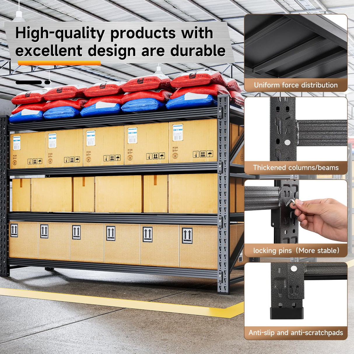 ZAOUS 5000LBS Metal Garage Shelving Unit 71" W Storage Shelves Heavy Duty 4 Tier Adjustable Garage Storage Racks Industrial Shelving Utility Rack Shelf for Warehouse/Basement 71" Wx24 Dx70 H ZAOUS