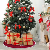 MACTING Christmas Burlap Tree Skirt, 30 Inch Red Countryside Tree Skirt with White Snowflake Printed, Small Rustic Tree Mat for Home Party Holiday Winter Indoor Xmas Decorations MACTING