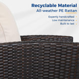 Wisteria Lane 4 Piece Outdoor Patio Furniture Sets, Wicker Conversation Set for Porch Deck, Brown Rattan Sofa Chair with Cushion Wisteria Lane