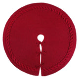 LimBridge Knitted Christmas Tree Skirt: 48 Inches Wine Red Tree Skirt, Chunky Cable Knit Thick Rustic Christmas Tree Decorations, Farmhouse Christmas Decor Xmas Holiday Home Party Decorations LimBridge