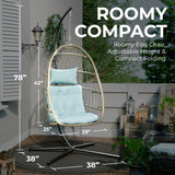 Econohome Hanging Egg Chair with Stand - Indoor/Outdoor Swing Hammock Chair with Plush, Washable Cushions, 350LBS Capacity, Ideal for Relaxation in Bedrooms, Balconies, Gardens, and Patios EconoHome