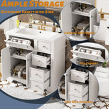 36 Inch Bathroom Vanity with Sink, Bathroom Vanities 36-Inch with Sink, Modern 36 Bathroom Sink Vanity with 2 Drawers, 1 Flip Drawer and Cabinet for Bathroom No Mirror (White) Mirightone