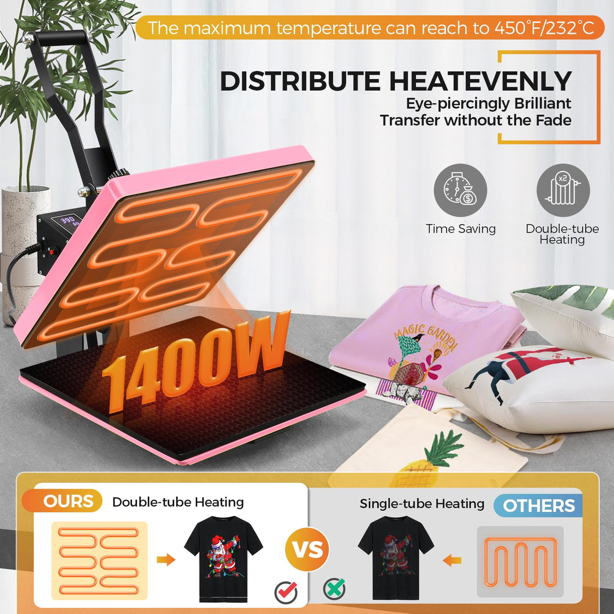 Whubefy Heat Press Machine 15x15 Slide Out, Digital Clamshell Heat Press Machine for T Shirts Printer, Heat Up Fast & Even, Sublimation Shirt Press Machine for Mouse Pad, Pillows, Coasters, Puzzles Whubefy