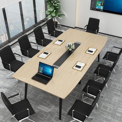 Loomie 8FT Conference Table, 94.49" L x 47.24" W x 29.53" H Meeting Seminar Table with Grommet, Large Boat Shaped Computer Desk, Boardroom Desk for Office Meeting Conference Room - WoodArtSupply