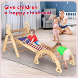 Xickboke Pikler Triangle Set Flag Style Wooden Montessori Climbing Set Foldable Pickler-3-Piece Climbing Gym with Triangle Climbing Frame, Arch, Ramp, Indoor Climbing Toys for Children Aged 1-3 Xickboke