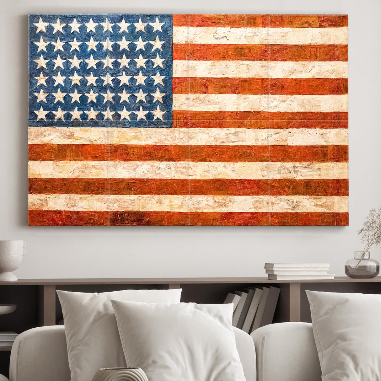 Art Acoustic Panels, 8 Pack Self-Adhesive Large Wall Art Paintings for Wall Decoration, Sound Absorbing Panels for Recording Studio, Living room and Bedroom,48X32inch (FLAG) JBER