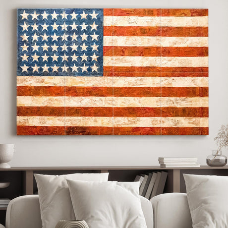 Art Acoustic Panels, 8 Pack Self-Adhesive Large Wall Art Paintings for Wall Decoration, Sound Absorbing Panels for Recording Studio, Living room and Bedroom,48X32inch (FLAG) JBER