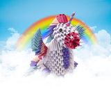 Creagami Unicorn Origami Set - Large (576-piece) 3D Modular Paper Folding Kit for Art and Craft Lovers Ages 7 - Adult, Clear Creagami