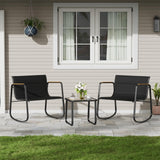Amopatio Outdoor Table and Chair Set 3 Piece, Patio Rocking Chair, Breathable Textilene Fabric Patio Furniture Set for Porch, Poolside, Deck, Outdoor Terrace, Balcony, Garden,Black Amopatio