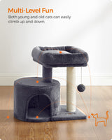 Feandrea Cat Tree, Cat Tower with Sisal-Covered Scratching Post, Cat Condo with Padded Perch, for Small Spaces, Kittens, Smoky Gray UPCT50G Feandrea