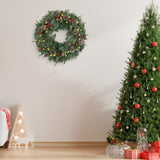 Christmas Wreath Snowy Pre-lit 24 inch with 50 Light & Pine Cone, Artificial Christmas Wreaths for Front Door with Lights, Wreath for Christmas Decoration Door Windows Wall Green HomeKaren