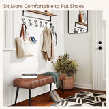 LUE BONA Entryway Bench, 44.5'' Leather Upholstered Bedroom Benches, End of Bed Bench with Metal Legs, for Decorative, Living Room, Dining Room, Red Brown LUE BONA