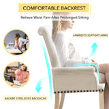 adochr Upholstered Fabric Accent Dining Chair, Elegant Tufted Club Dining Room Kitchen Room Arm Dining Chair, Beige adochr