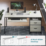 Bestier Office Desk with Drawers, 55 inch Industrial Computer Desk with Storage, Wood Teacher Desk with Keyboard Tray & File Drawer for Home Office, Wash White Bestier