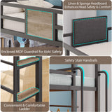 Dnxao Full Loft Bed with Desk and 5 Storage Drawers, Loft Bed Full Size with Desk,1 Bedside Organizer,Removable Ladder,LED Lights and Charging Station,Clothes Rail,Safety Guard,Oak Gray Dnxao