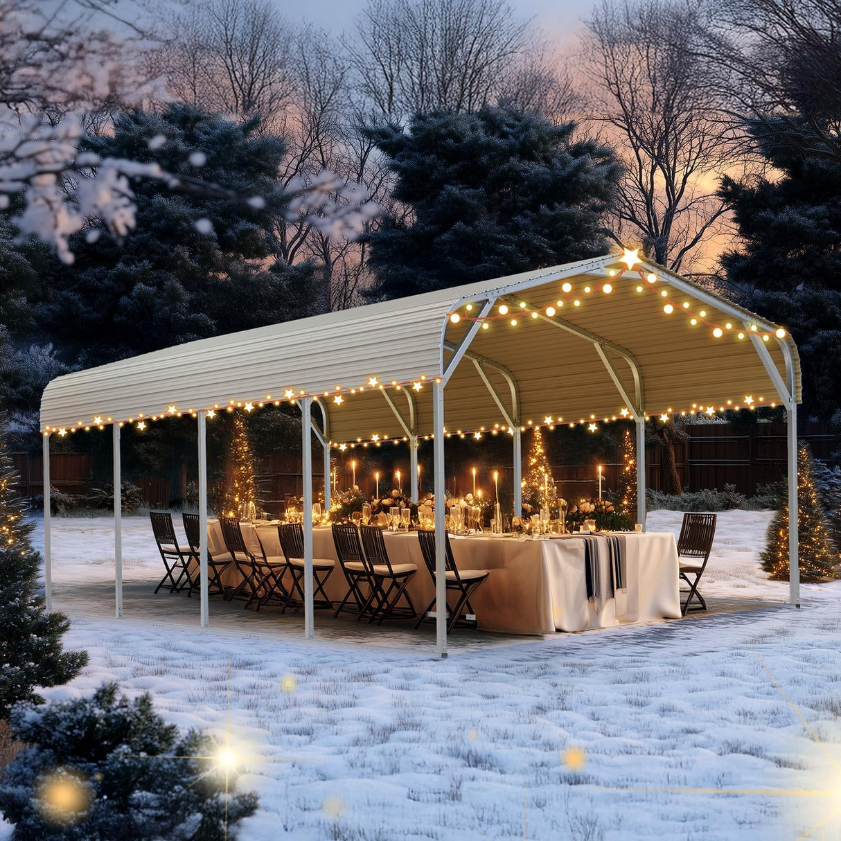 Quictent 12x20 ft Metal Roof Carport Kits Hard Top Garage Heavy Duty Steel Car Canopy, White Quictent