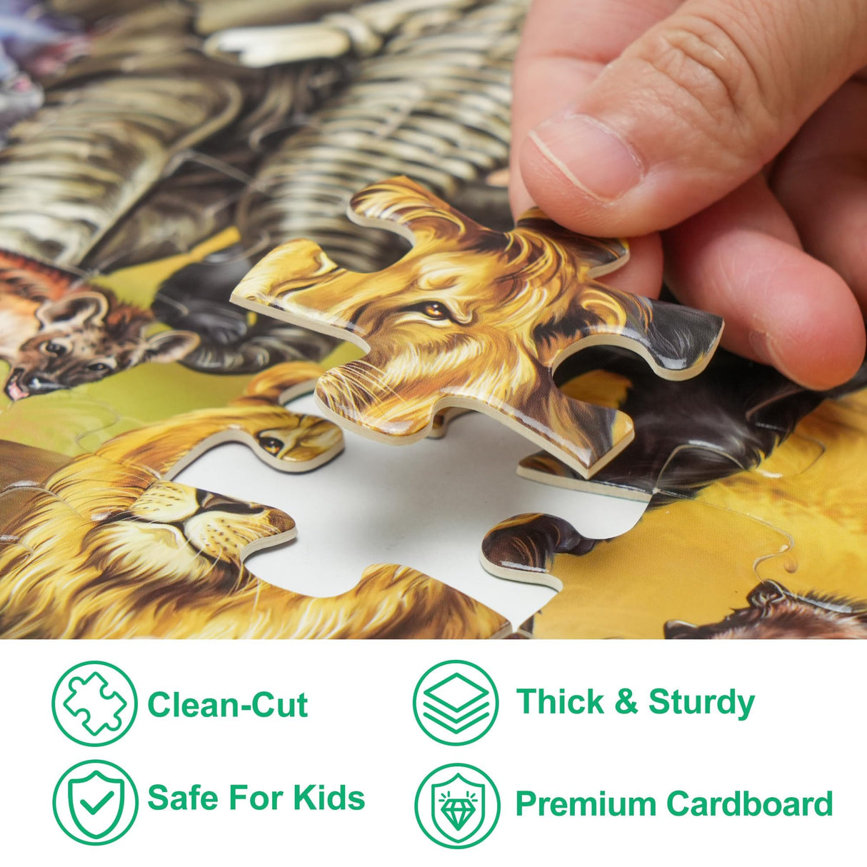 BenBen Puzzles for Kids Ages 4-6, Double Sided 100 Piece Puzzles for Kids, Wild Animals, Learning Educational Jigsaw Puzzles Toys for Boys Girls (15.75” x 11.75”) BenBen