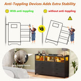 Alohappy Black Dressers for Bedroom, 6 Drawer Dressers with Lights, Wooden Dresser with Power Strip for Adults, Bedroom, Living Room, Entryway, Hallway Alohappy