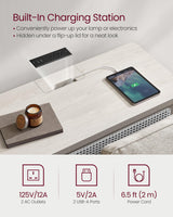 VASAGLE Console Table with Power Outlets, Entryway Table with Storage Shelf, Sofa Table with Drawer, Open Compartment, Rounded Corners, for Living Room, Boho Style, Oatmeal Beige ULNT140K66 VASAGLE