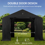 Best Choice Products 10x8ft Outdoor Storage Shed, Carport, Canopy Shelter, Dual Doors & Windows, Metal Frame, Weather-Resistant, Perfect for Storing Motorcycle, Bike, Garden Tools – Black Best Choice Products