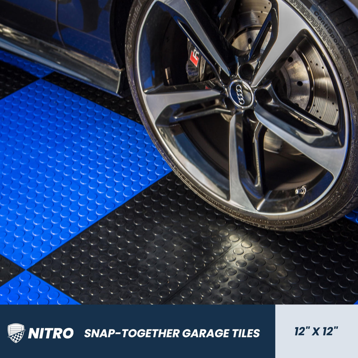 FlooringInc's Nitro 12"x12" Snap-Together Garage Flooring Tiles, Non-Slip Interlocking Plastic Floor Mat, Organization & Storage, Coin Pattern, Graphite, 12 Tiles, 12 Sq/Ft IncStores