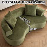 80" Curved Loveseat for Small Spaces, Green Curved Couches for Living room, Compression Sofa in a Box with 2 Pillows, Small Couch for Bedroom with Wide Armrest & Memory Foam, No Assembly Required Thctvous
