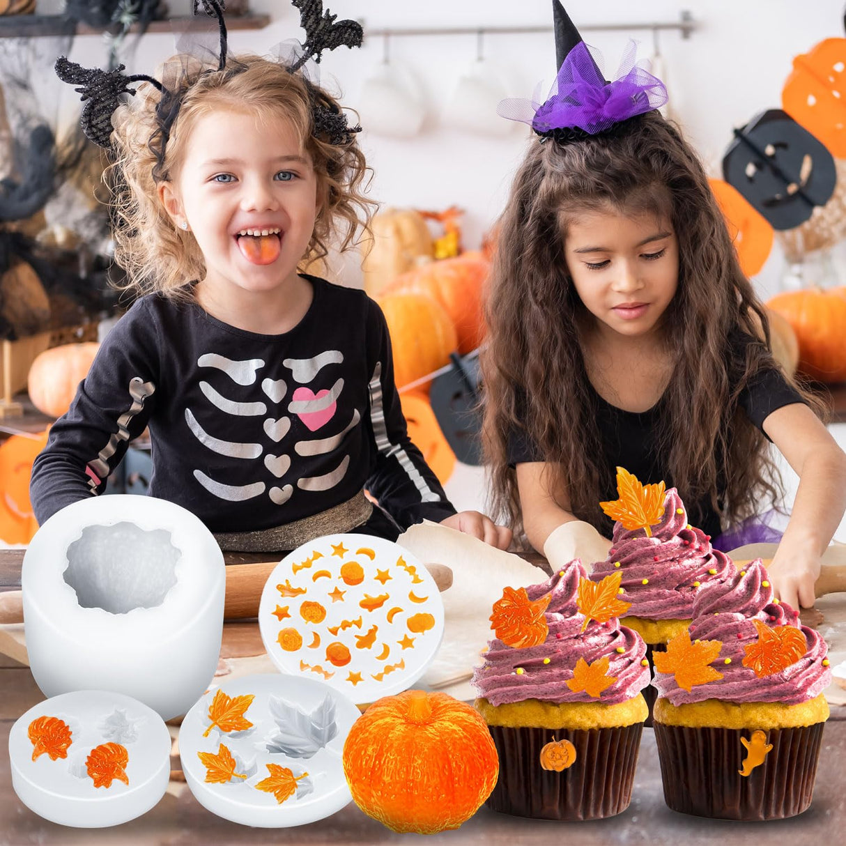 7 Pcs Pumpkin Candle Molds - Halloween & Thanksgiving Silicone Molds for DIY Craft Making Decoration Supplies KVCSYAW