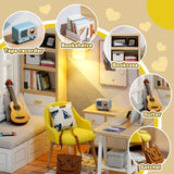 Flever Dollhouse Miniature DIY House Kit Creative Room with Furniture for Romantic Artwork Gift (Sunny Study) Flever