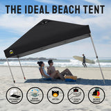 CROWN SHADES 10x10 Pop Up Canopy - Beach Tent with One Push Setup - Outdoor Sun Shade for Events, Parties, Camping - Gazebo with STO-N-Go Cover Bag, Silver Coated Top, 3 Height& 4 Sand Bags, Coffee CROWN SHADES