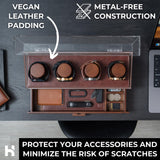Holme & Hadfield Premium 4-Slot Wooden Watch Display Case – Handcrafted Men’s Watch Box with Accessory Drawer, Hinged Cover, Leather Lining – Father's Day Gift for Collectors – Luxury Built to Last Holme & Hadfield