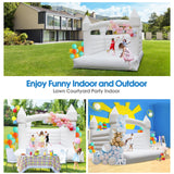 13FT *11FT*10FT White Bounce House Indoor & Outdoor, 2IN1 PVC Large Jumper Inflatable Bouncy House Castle with Blower Easy to Set up for Wedding, Birthday Party Gift with 2 Balls & Balloon Jinrrenyi
