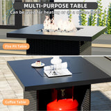 8-Piece Outdoor Patio Sectional Sofa Set with Fire Pit Table – PE Wicker Rattan Modular Conversation Furniture, Cushions & Clips Included – Patio Couch for Porch, Backyard, Poolside, Garden ELEGIBLISS