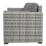 Outsunny Patio Couch PE Wicker Deep Seating Outdoor Sofa with Removable Cushions, 3 Seater Rattan Sofa, Outdoor Furniture for Balcony, Deck, Garden and Poolside, Gray Outsunny