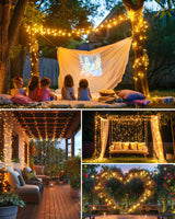 Brightown Outdoor Waterproof, 9.8Ft 120 LED String Lights, 8 Modes Firecracker Fairy Lights for Patio Balcony Wedding Christmas Decor (Warm White) Brightown