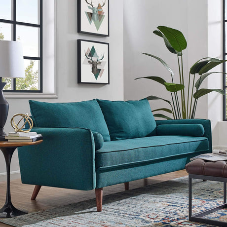 Modway Revive Contemporary Modern Fabric Upholstered Sofa In Teal Modway