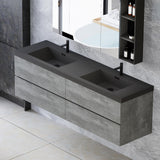 Floating Vanity Bathroom, 60 Inch Bathroom Vanity with Sink, Wall Mounted Double Sink Bathroom Vanity, Soft Closed 2 Drawers, Integrated Sink (Dark Birch) VUMALL