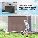 Outsunny 4' x 8' Metal Outdoor Storage Shed, Lean to Storage Shed, Garden Tool Storage House with Lockable Door and 2 Air Vents for Backyard, Patio, Lawn, Brown Outsunny