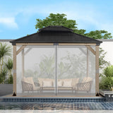 BPS 12' x 14' Gazebo Universal Mosquito Netting Screen Replacement, 4-Panel Screen Walls with Double Zippers for Outdoor Patio, Gray (Mosquito Net Only) BPS