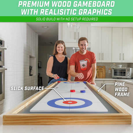 GoSports Shuffleboard and Curling 2 in 1 Board Games - Classic Tabletop or Giant Size - Choose Your Style GoSports
