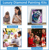 QINRUBB DIY Fantasy Leopard Diamond Painting Kits, Full Drill Flowers Diamond Art Painting Kits for Adults Beginners, DIY 5D Leopard Painting by Numbers Diamond Art Kits for Home Decor 12x16 inch QINRUBB
