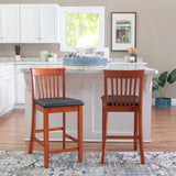 Linon Triena Red Cherry Wood Black Vinyl Padded Seat - 24 inch Linon