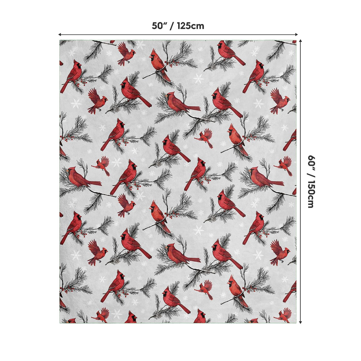 Horaldaily Christmas Flannel Blanket Throw, Cardinal Bird Pine Cone Soft Fuzzy Plush Cozy Fleece Blankets for Couch Sofa Bed Lounging, Ideal Gifts for Kids Adults Wife Self, 50x60 Horaldaily