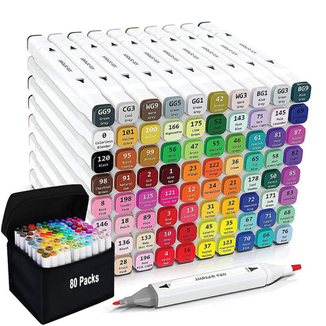 YAWAHOME 80 Colors Alcohol Markers, Dual Tip Art Markers Set for Drawing Coloring Sketching - Permanent Alcohol Markers Brush Tip for Adult Kids Artists YAWAHOME